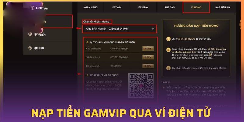 Nạp tiền tại Gam Vip 